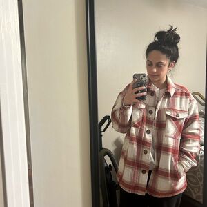 Plaid sherpa lined shacket